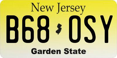 NJ license plate B68OSY