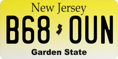 NJ license plate B68OUN