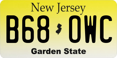 NJ license plate B68OWC