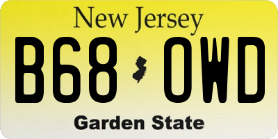 NJ license plate B68OWD