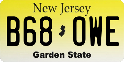 NJ license plate B68OWE
