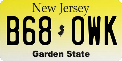 NJ license plate B68OWK