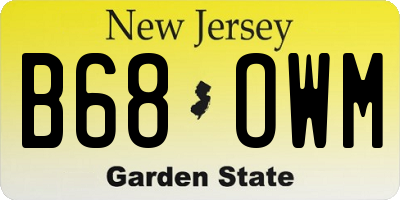 NJ license plate B68OWM