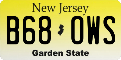 NJ license plate B68OWS