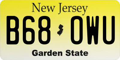 NJ license plate B68OWU
