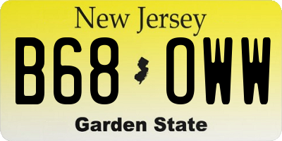 NJ license plate B68OWW