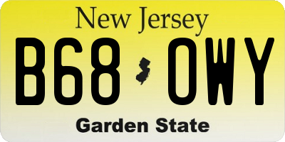 NJ license plate B68OWY