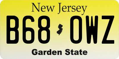 NJ license plate B68OWZ
