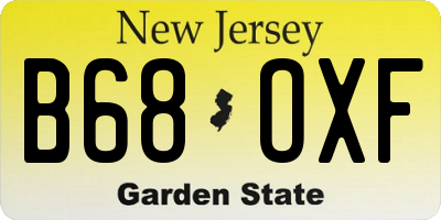 NJ license plate B68OXF