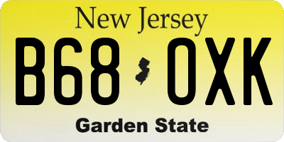NJ license plate B68OXK