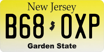 NJ license plate B68OXP