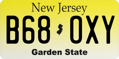 NJ license plate B68OXY