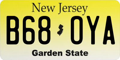 NJ license plate B68OYA