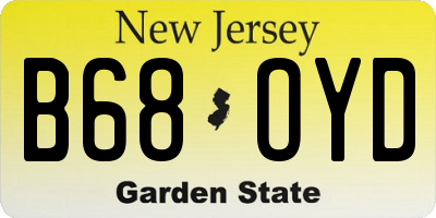 NJ license plate B68OYD
