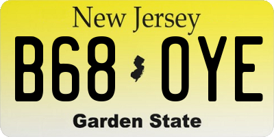 NJ license plate B68OYE