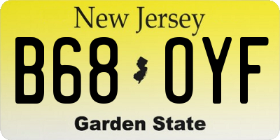 NJ license plate B68OYF