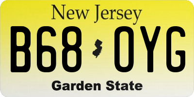 NJ license plate B68OYG