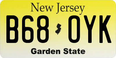 NJ license plate B68OYK