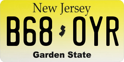 NJ license plate B68OYR