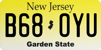 NJ license plate B68OYU