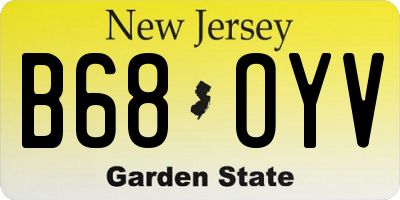 NJ license plate B68OYV