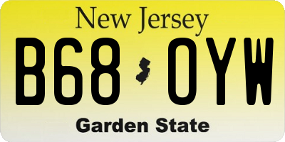 NJ license plate B68OYW