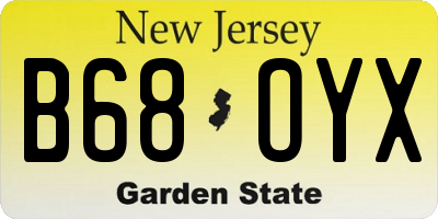 NJ license plate B68OYX