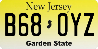 NJ license plate B68OYZ