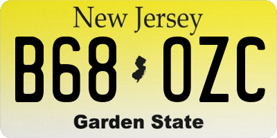 NJ license plate B68OZC
