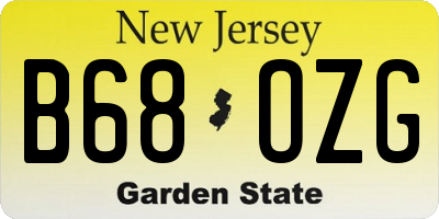 NJ license plate B68OZG
