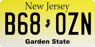 NJ license plate B68OZN
