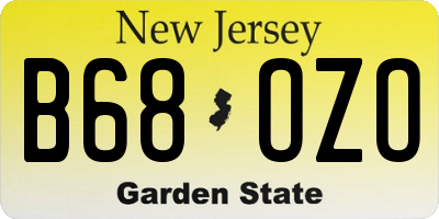 NJ license plate B68OZO