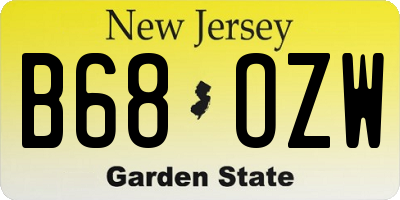 NJ license plate B68OZW