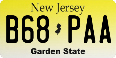 NJ license plate B68PAA