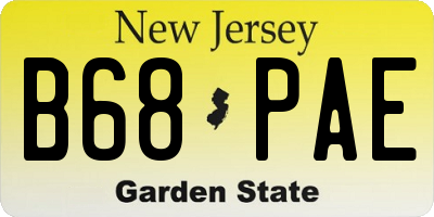 NJ license plate B68PAE