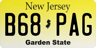NJ license plate B68PAG