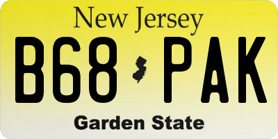 NJ license plate B68PAK