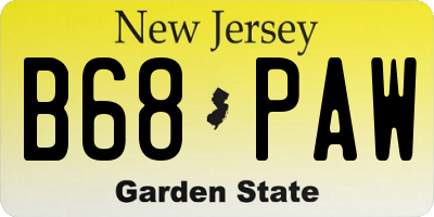 NJ license plate B68PAW