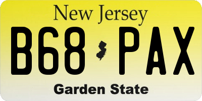 NJ license plate B68PAX