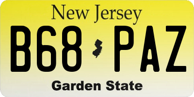 NJ license plate B68PAZ