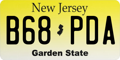 NJ license plate B68PDA