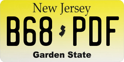 NJ license plate B68PDF