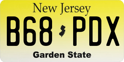 NJ license plate B68PDX
