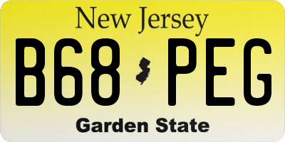 NJ license plate B68PEG