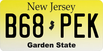 NJ license plate B68PEK