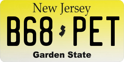 NJ license plate B68PET