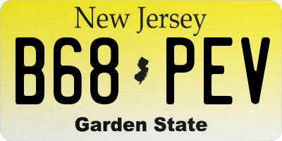 NJ license plate B68PEV