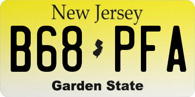 NJ license plate B68PFA