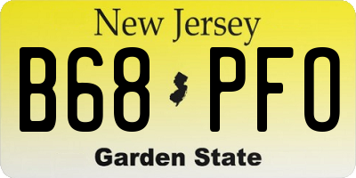 NJ license plate B68PFO