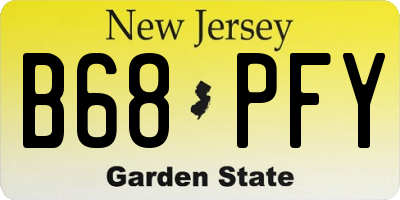 NJ license plate B68PFY